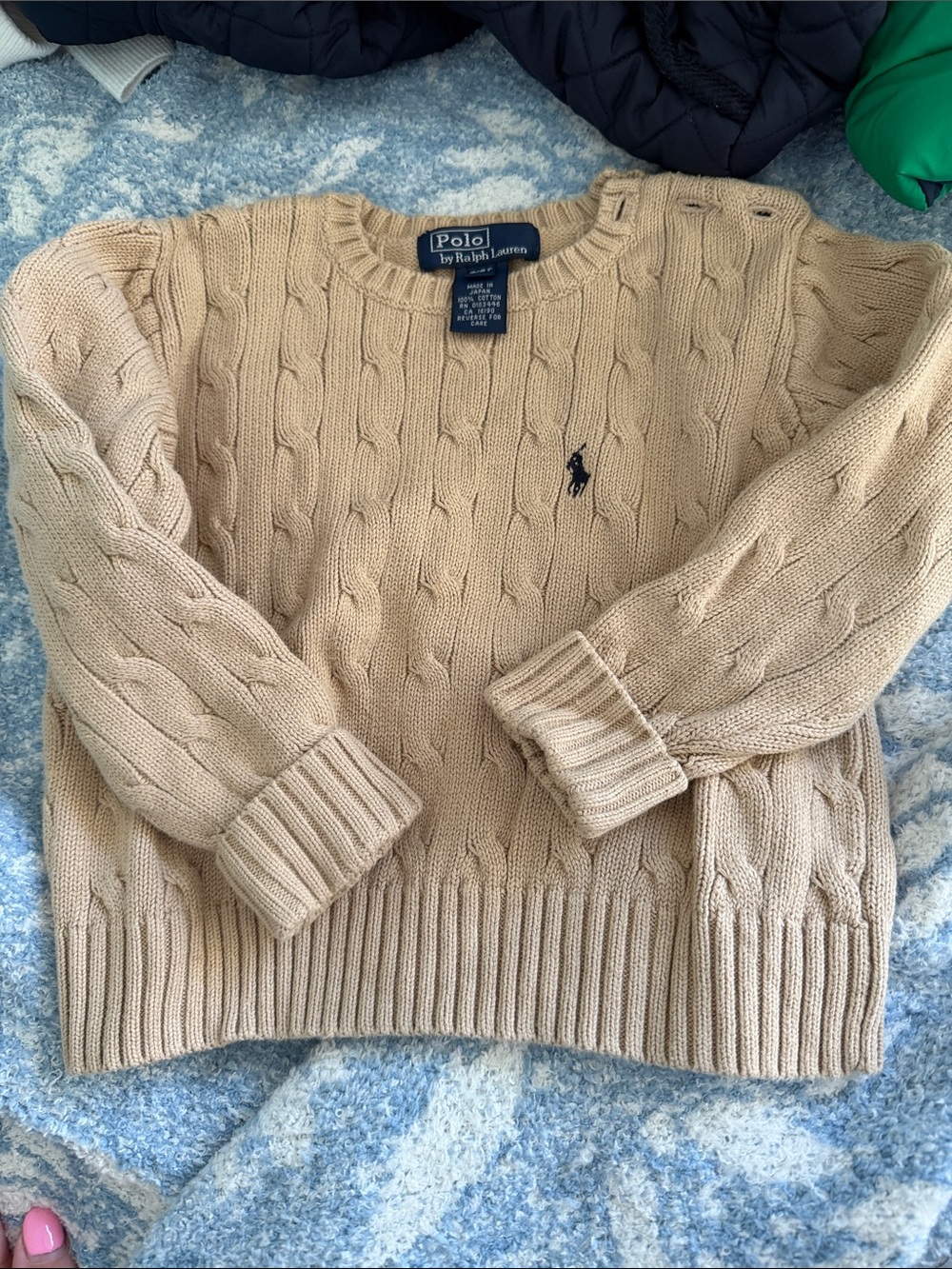 Polo by Ralph Lauren Beige Cable-Knit Crewneck Sweater